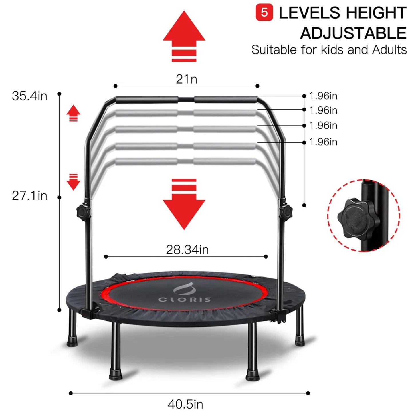 CLORIS Foldable Portable Trampoline, 40 inch image indicator(2)