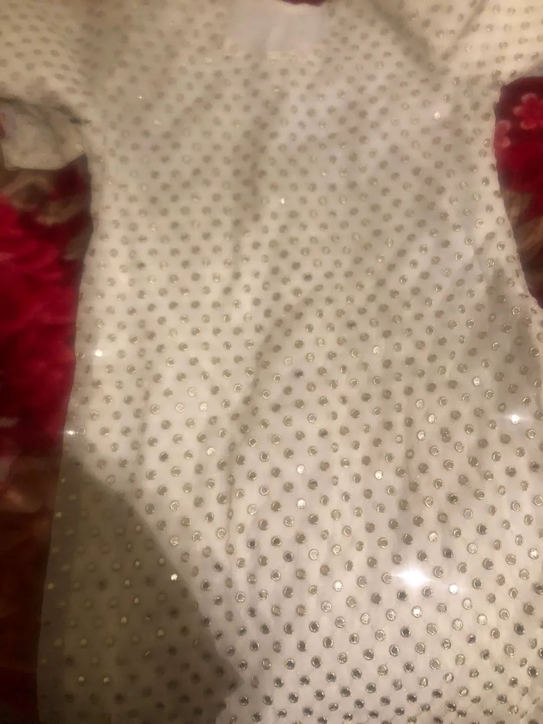 Gorgeous White Pakistani Shalwar Kameez with Mirror Work image indicator(3)