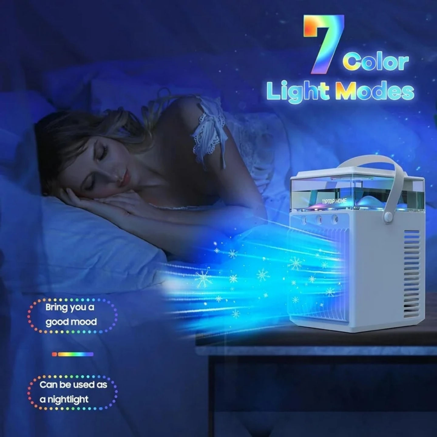 Tiptop Home Portable Air Cooler, 4 in 1 Rechargeable 3-Speed - photo 4