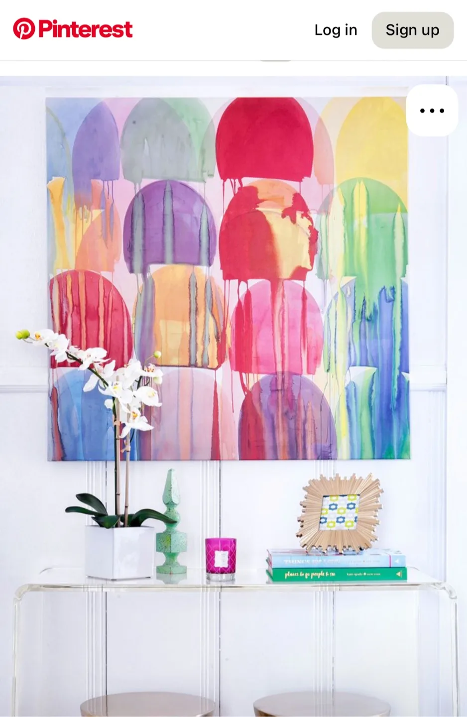 Large Abstract Canvas Painting - Rainbow Colours image indicator(2)