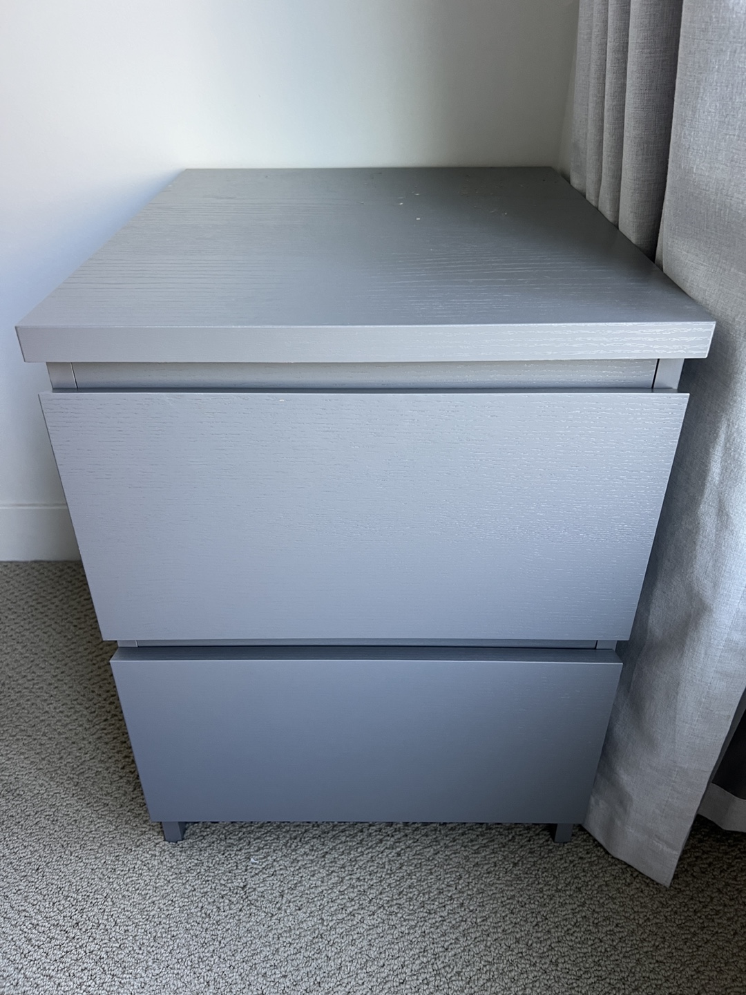 Grey Two-Drawer Nightstand