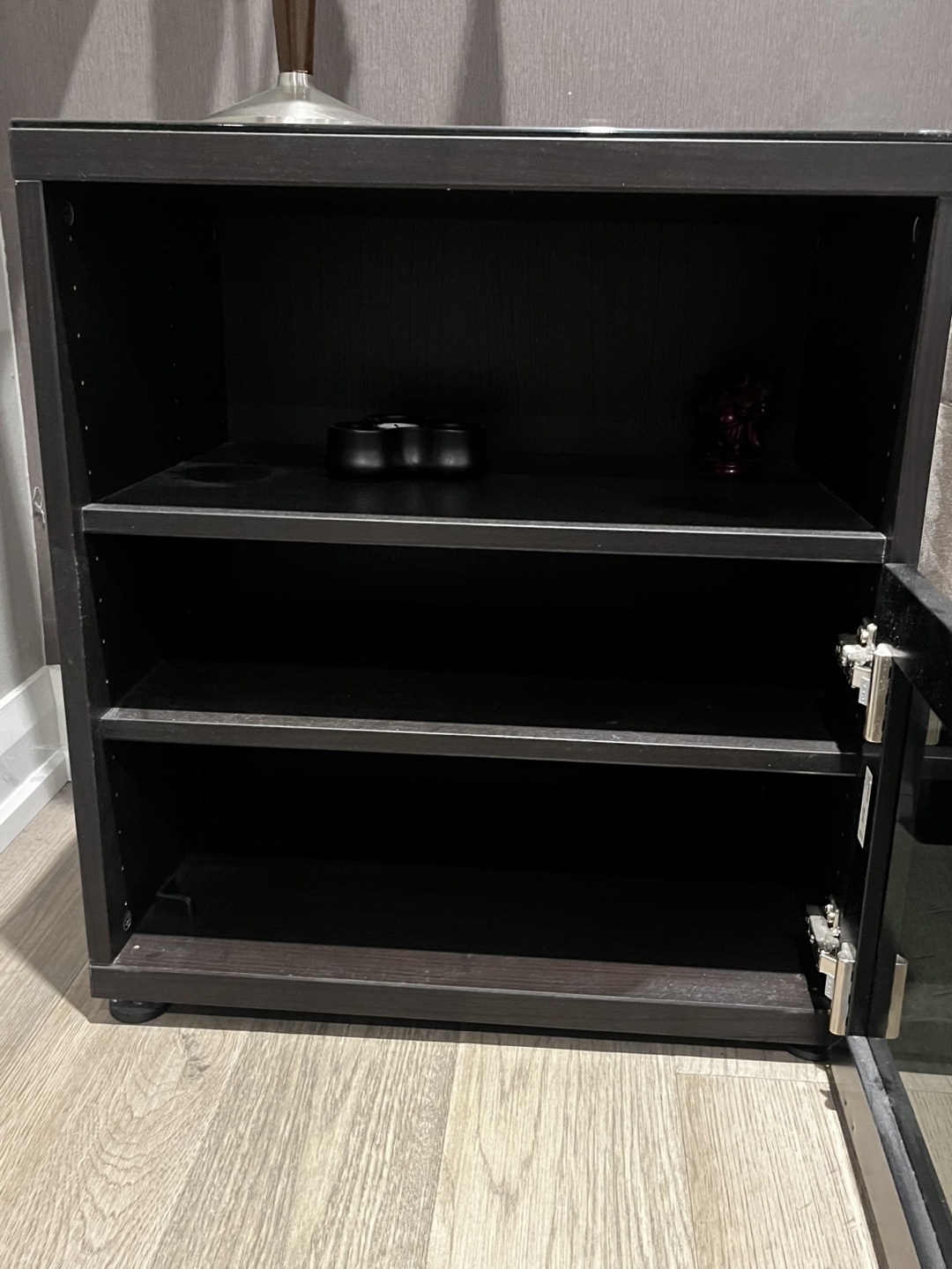 Black Nightstand with Glass Top - photo 3