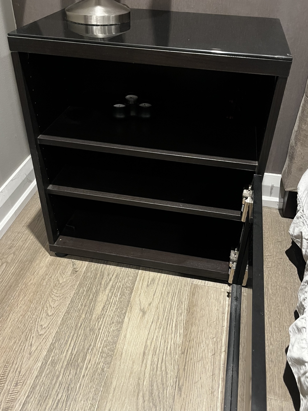 Black Nightstand with Glass Top - photo 2