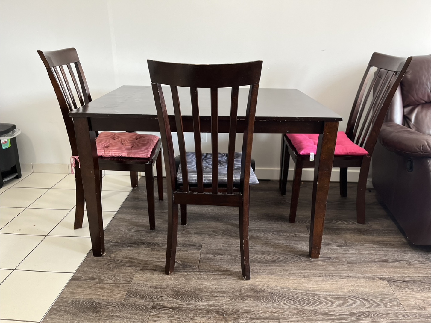 Dining table and three chairs set