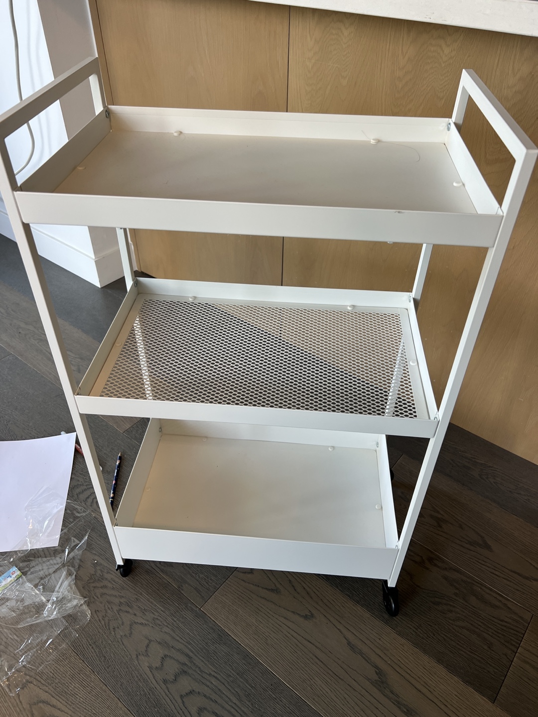 White 3-Tier Rolling Cart