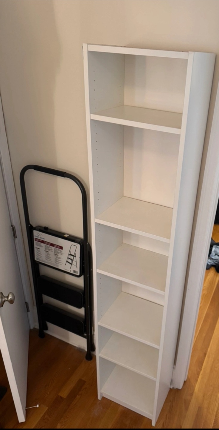 Tall White Bookshelf/Storage Unit