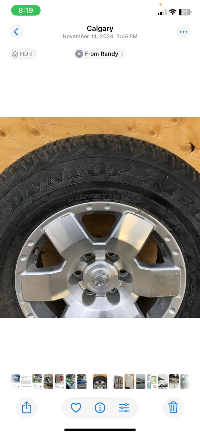 Dunlop Grandtrek Tire on Toyota Rim thumbnail