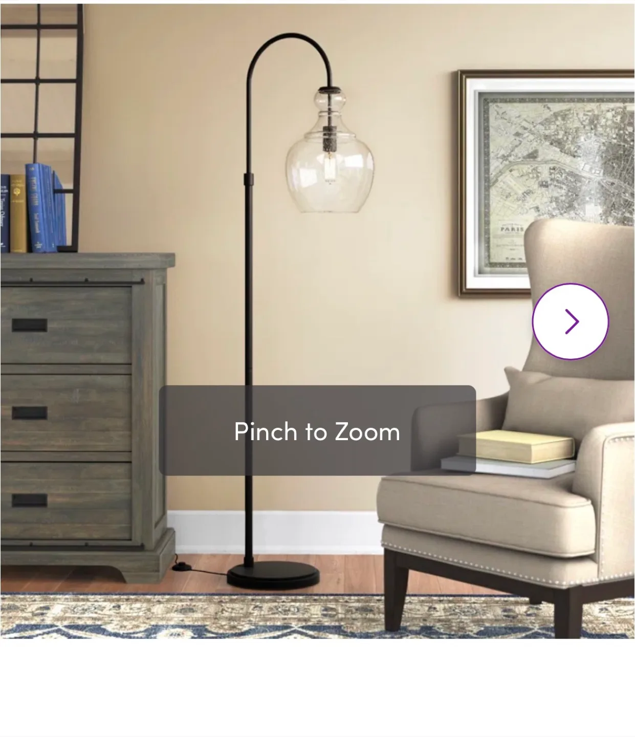 New Arc Floor Lamp with Glass Shade thumbnail