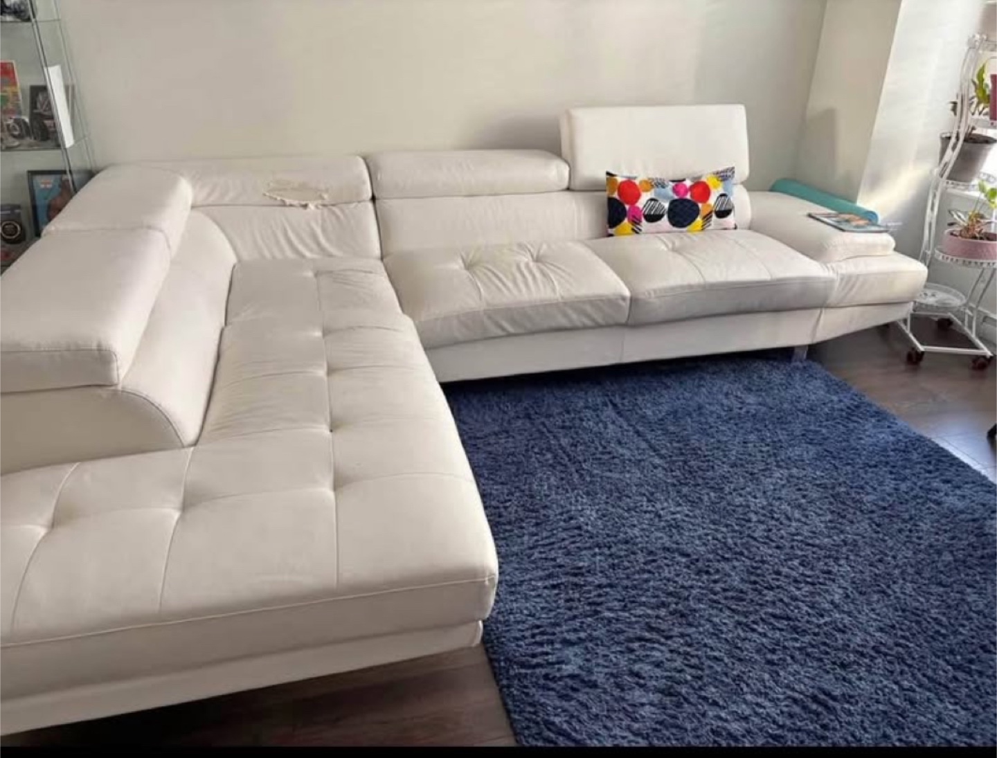 White Leather Sectional Sofa - photo 2