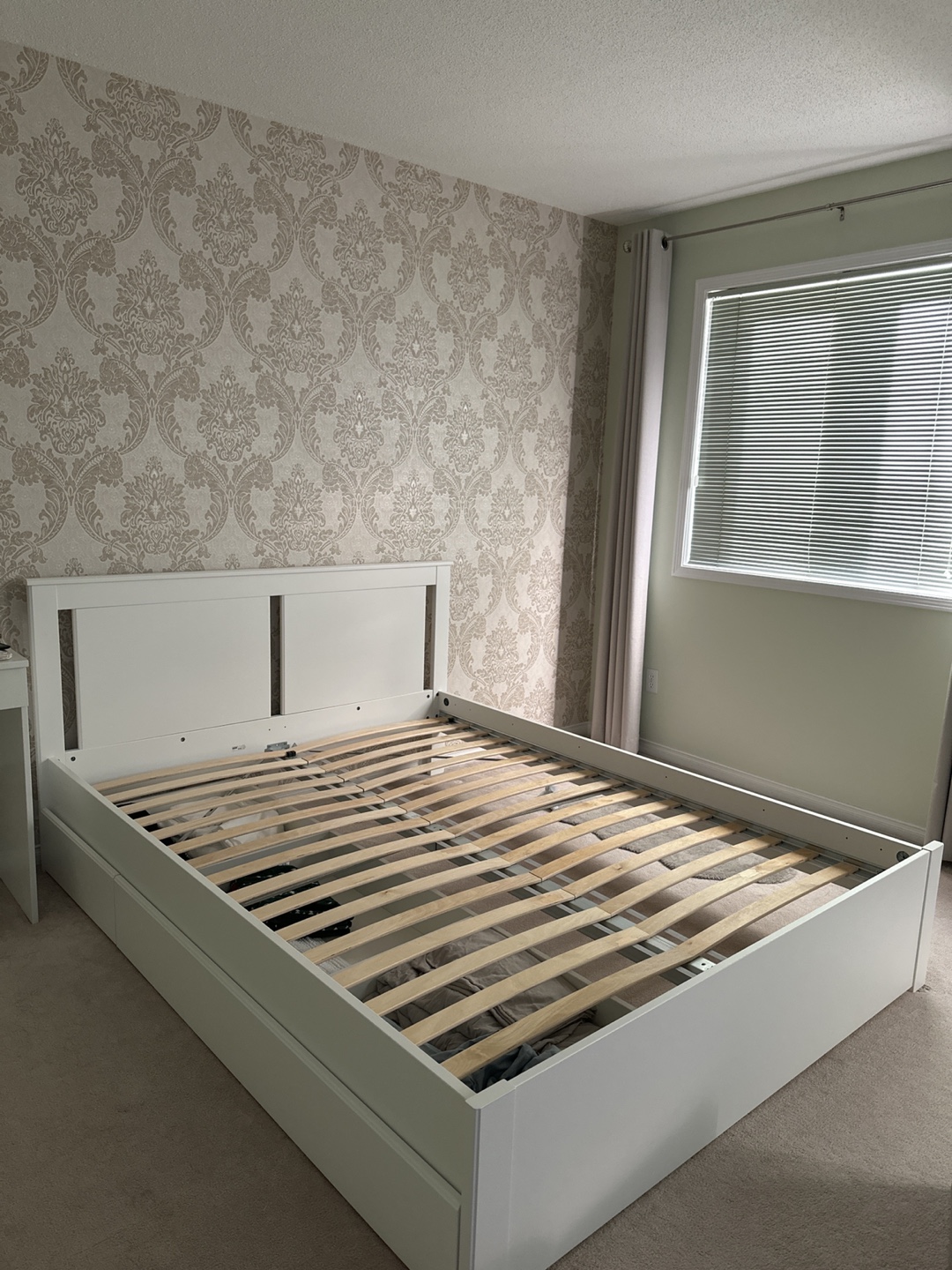 IKEA Songesand Queen Platform Bed Frame and two drawers