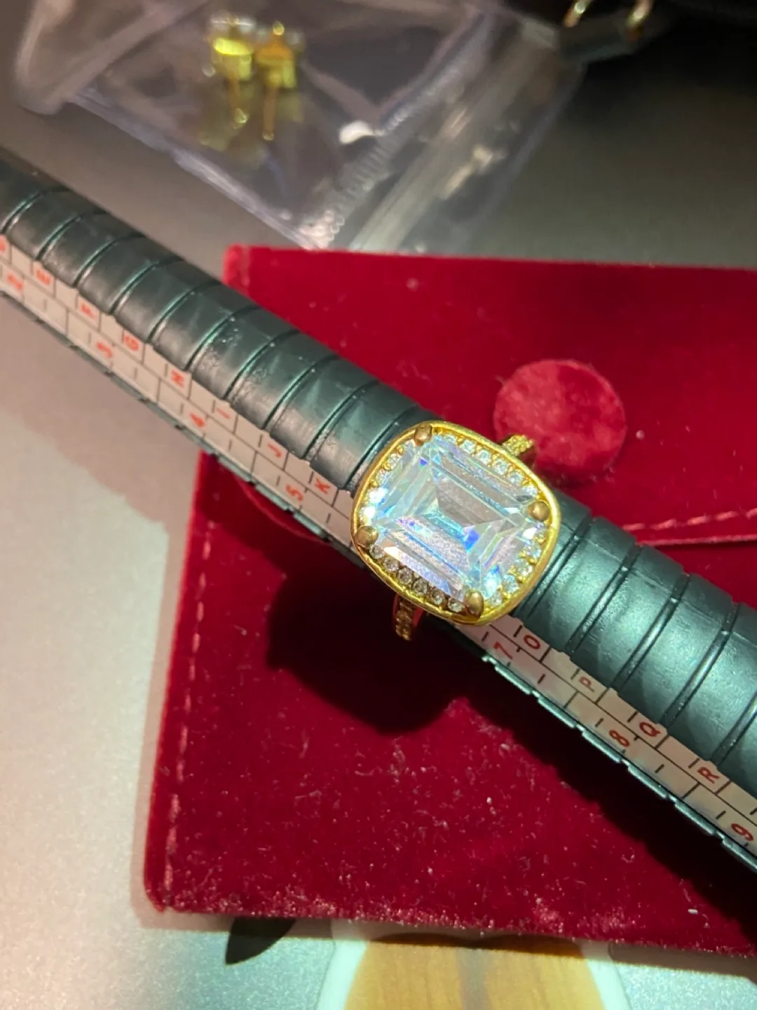 Set! Gold Emerald-Cut CZ Ring / earring image indicator(8)