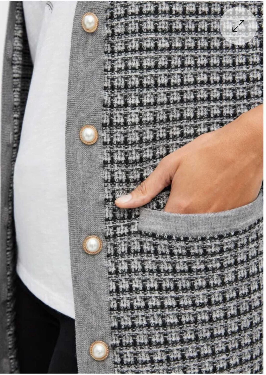 Talbots Mini Plaid Merino Wool Cardigan - Size L image indicator(4)