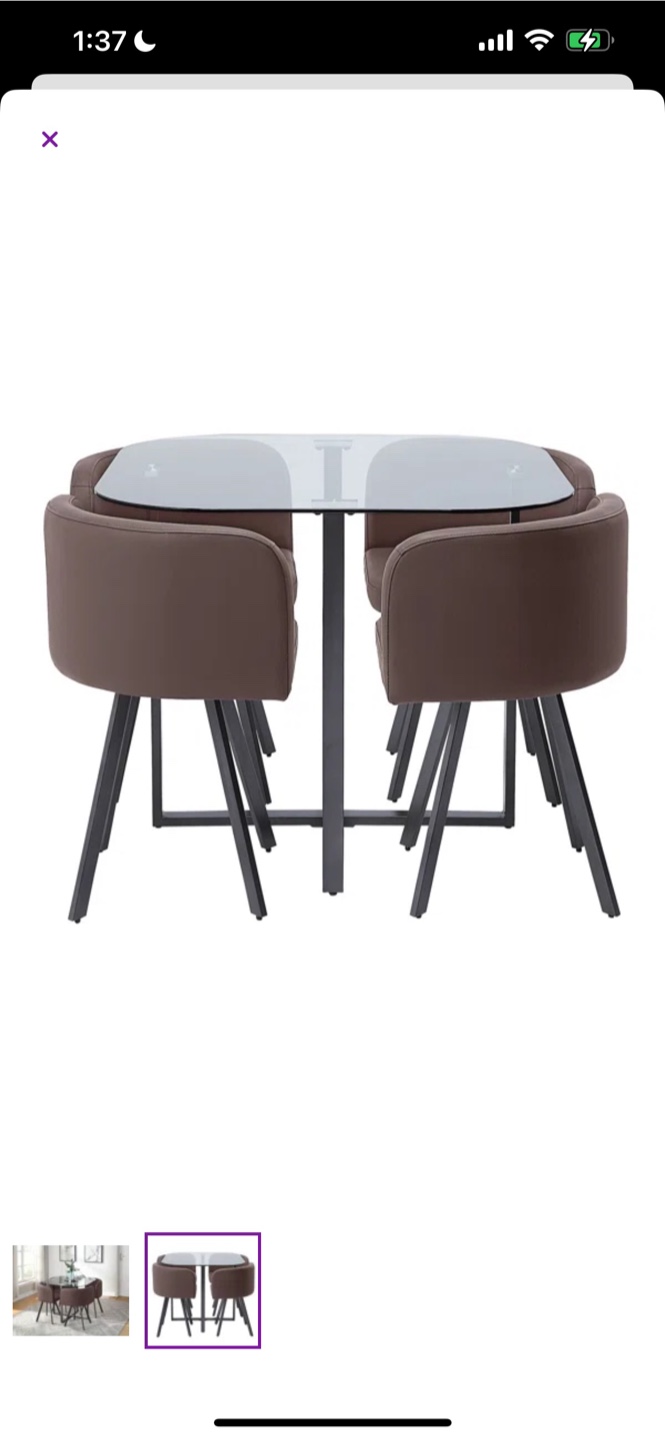 Glass Top Dining Table Set with 4 Brown Chairs - photo 2