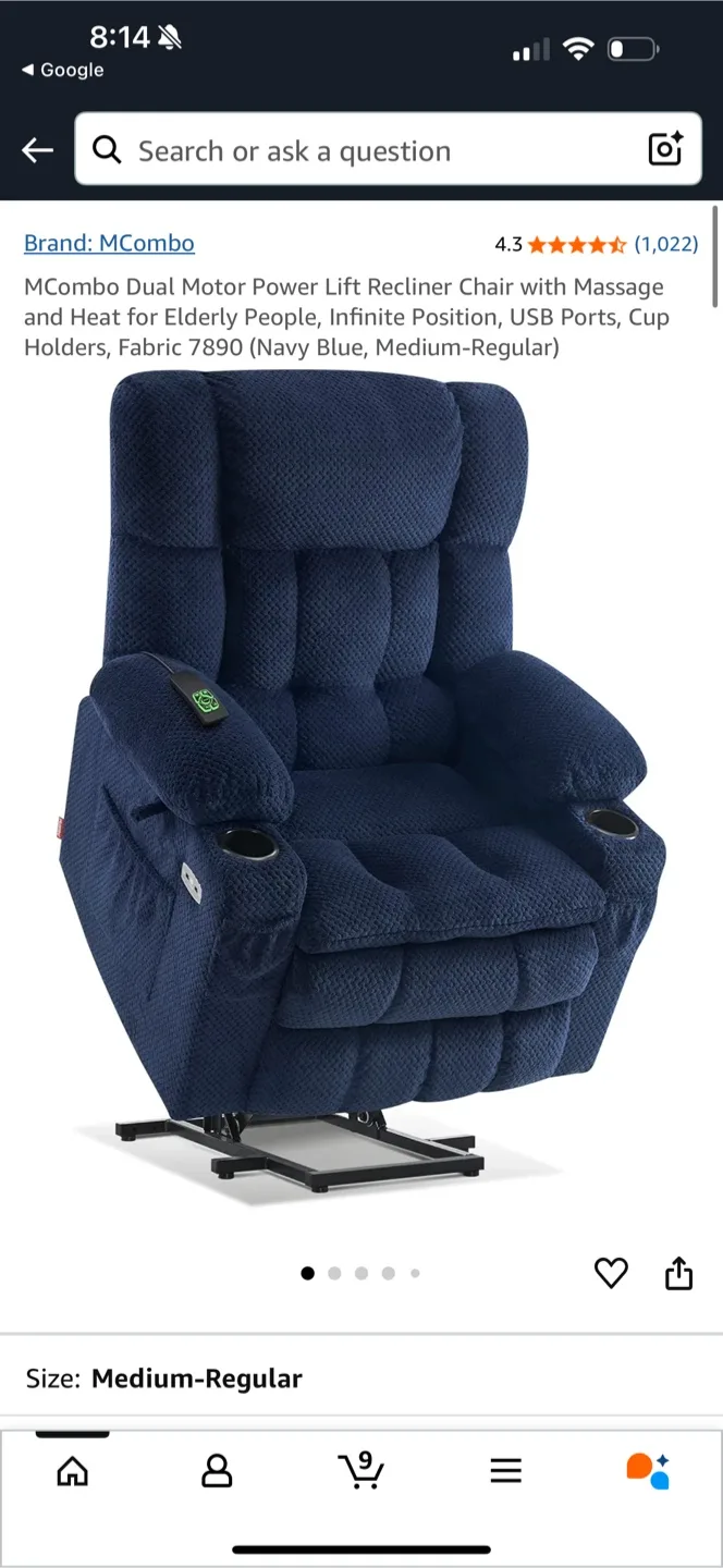 MCombo Dual Motor Power Lift Recliner Chair thumbnail