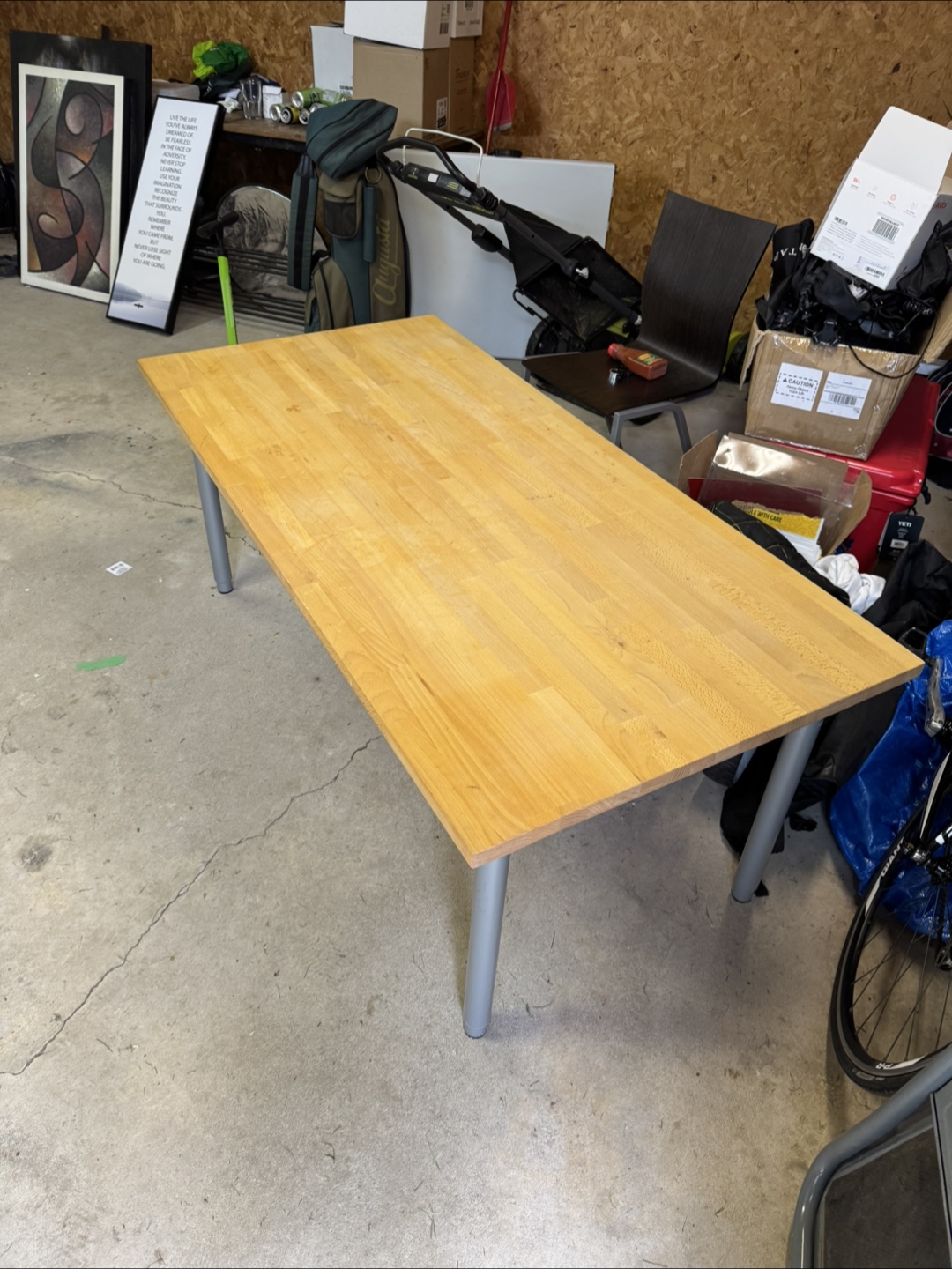 Wood tabletop with silver legs - photo 2