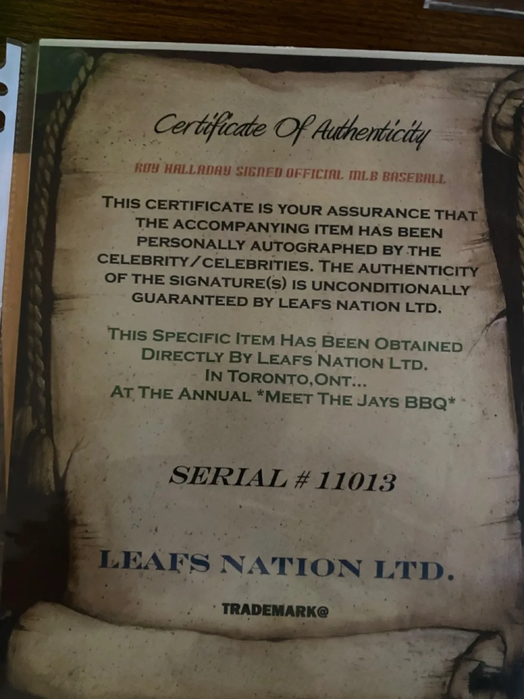 Roy Halladay Signed Baseball with Certificate of Authenticity image indicator(4)