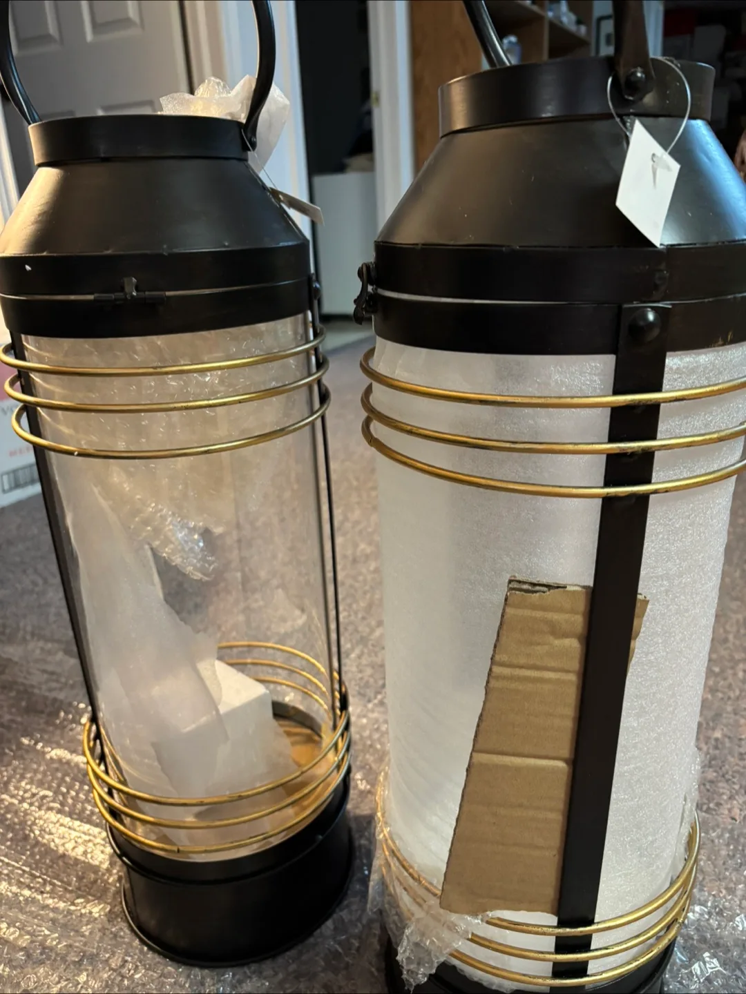 Set of Two Black and Gold Metal Lanterns thumbnail