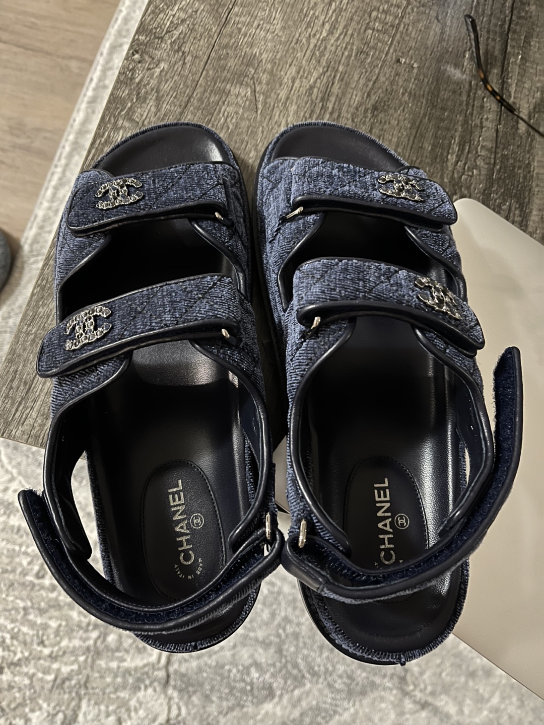 Chanel Blue Denim Platform Sandals