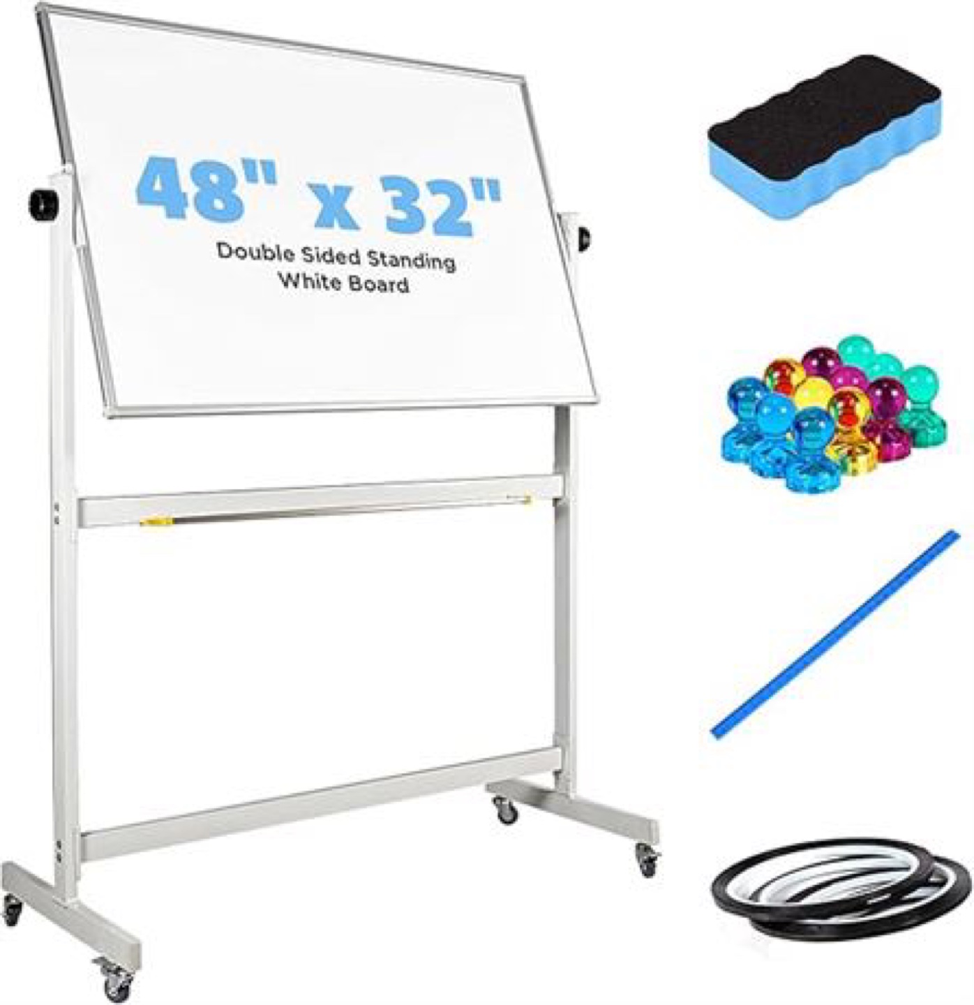Double-Sided Mobile Whiteboard on Wheels - 48" x 32" - photo 2