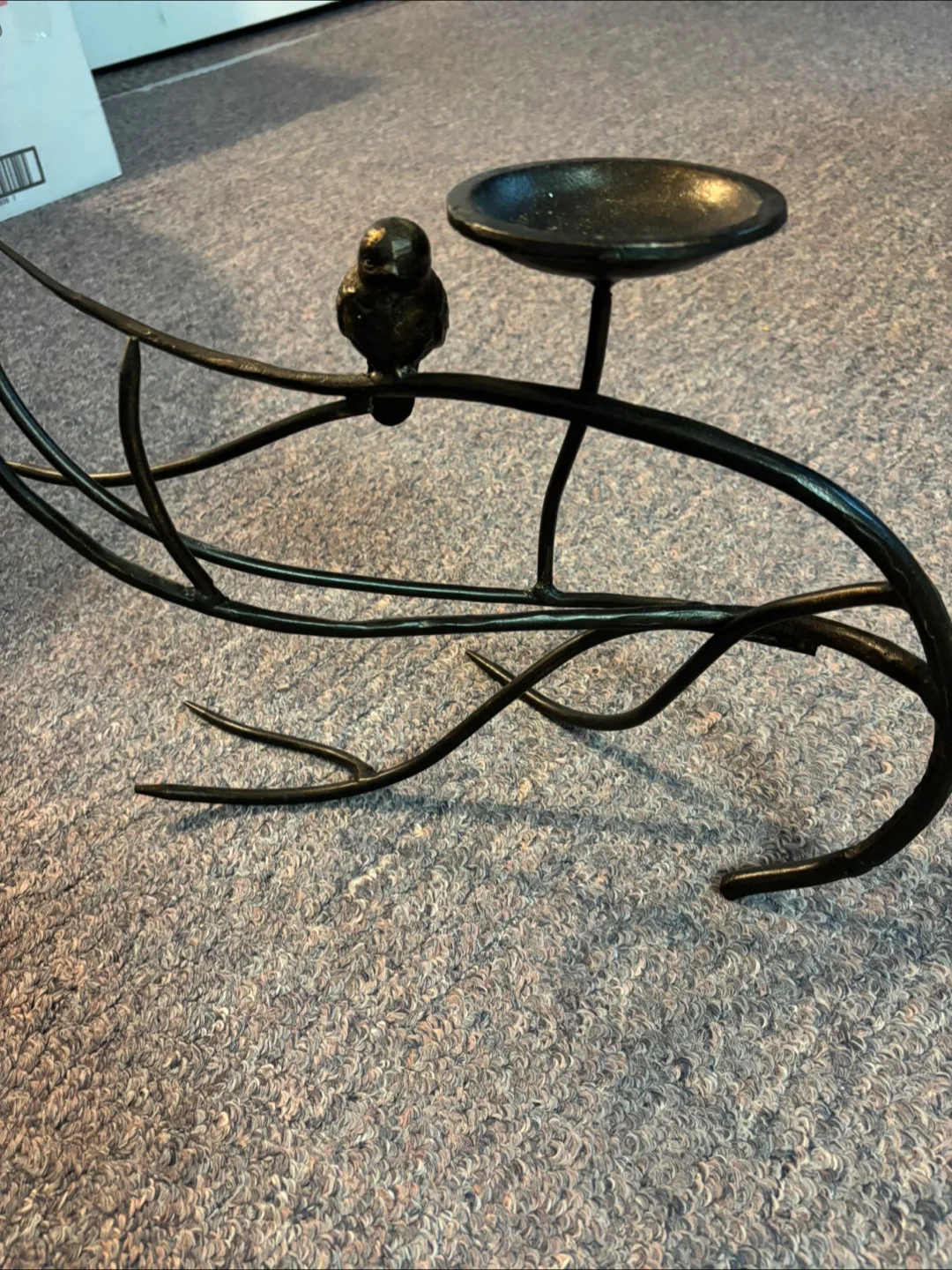 Black Metal Candle Holder with Bird thumbnail
