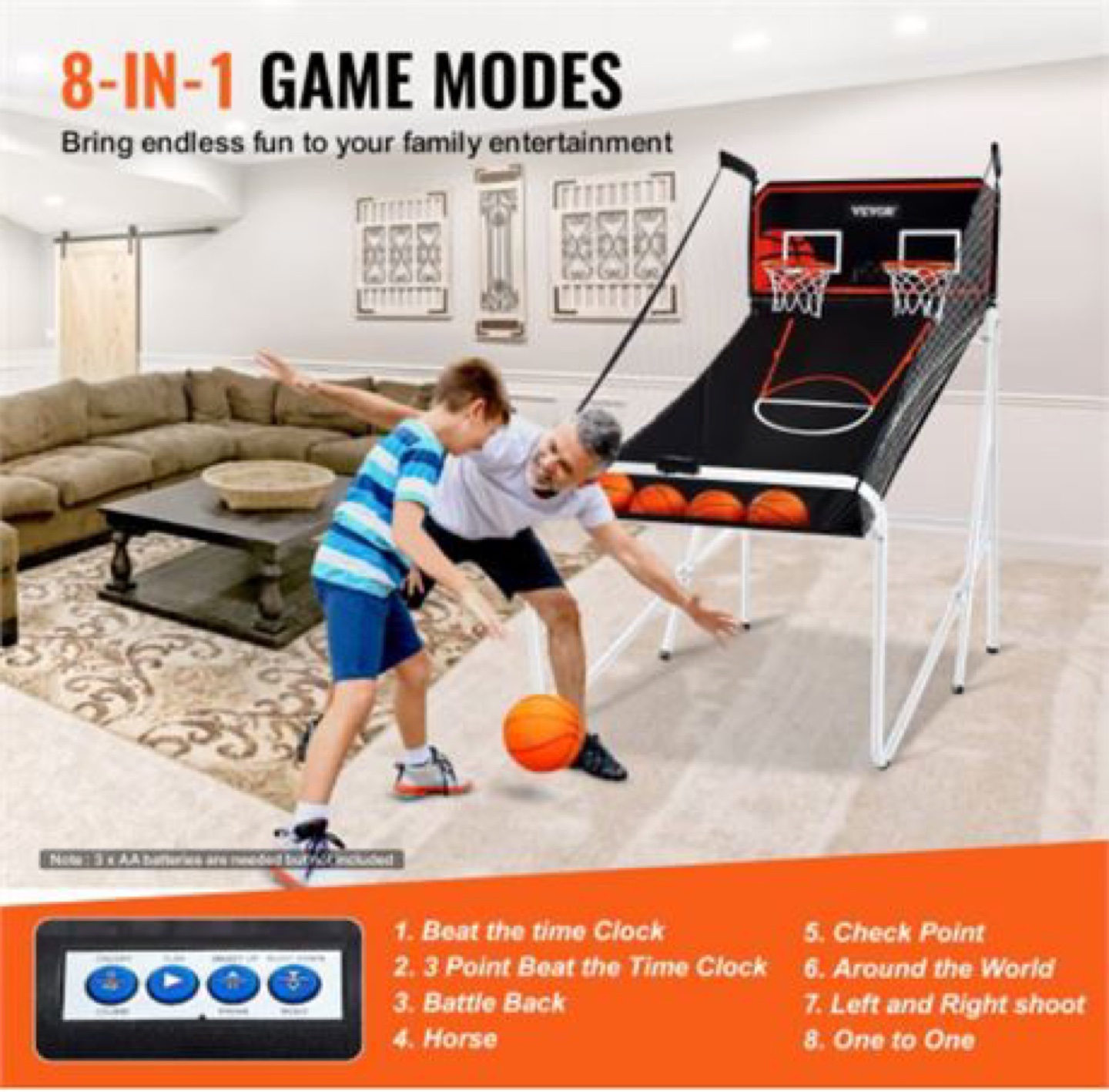 VEVOR Arcade Basketball Game Tabletop Foldable 8-in-1 Game Modes - photo 4
