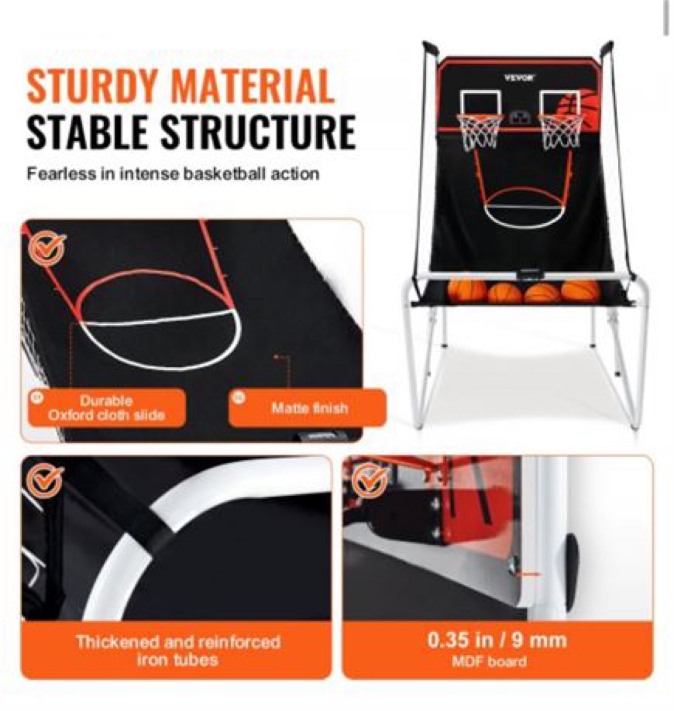 VEVOR Arcade Basketball Game Tabletop Foldable 8-in-1 Game Modes - photo 3