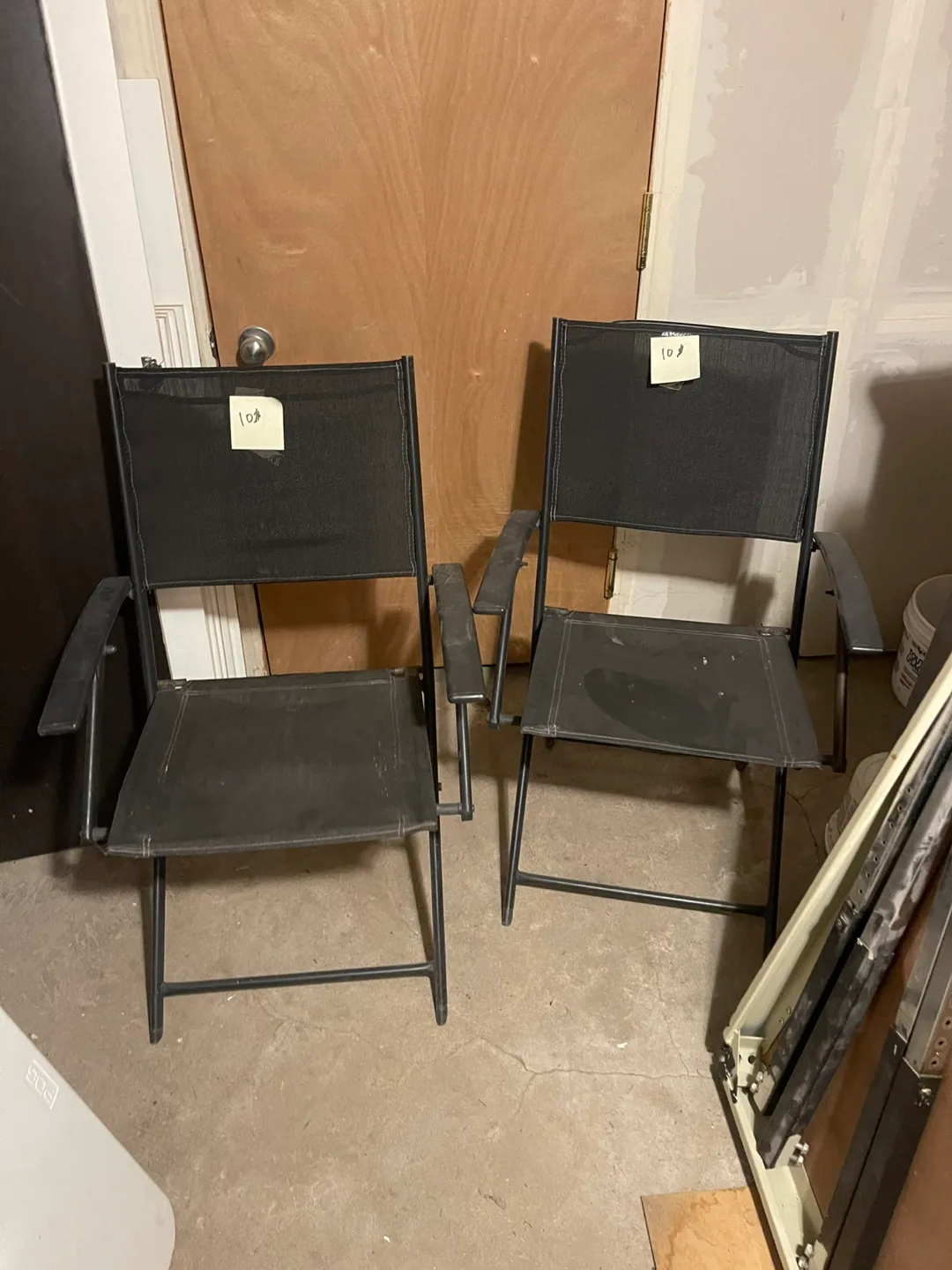 Pair of Black Folding Chairs thumbnail