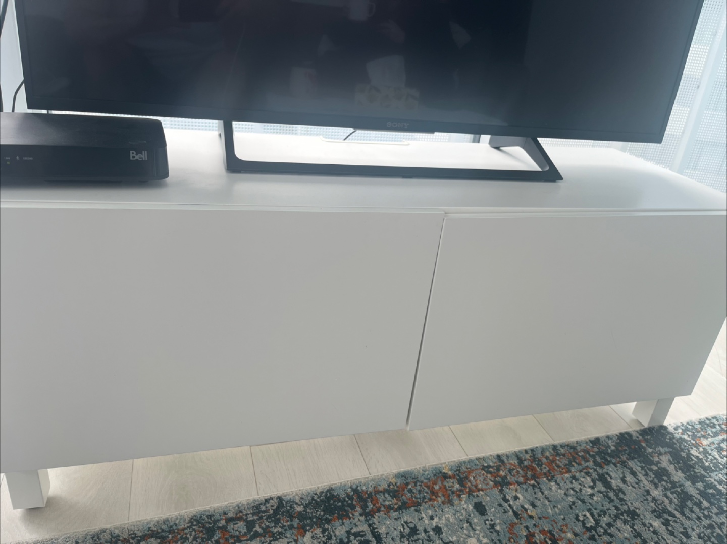 White TV Stand with Two Doors