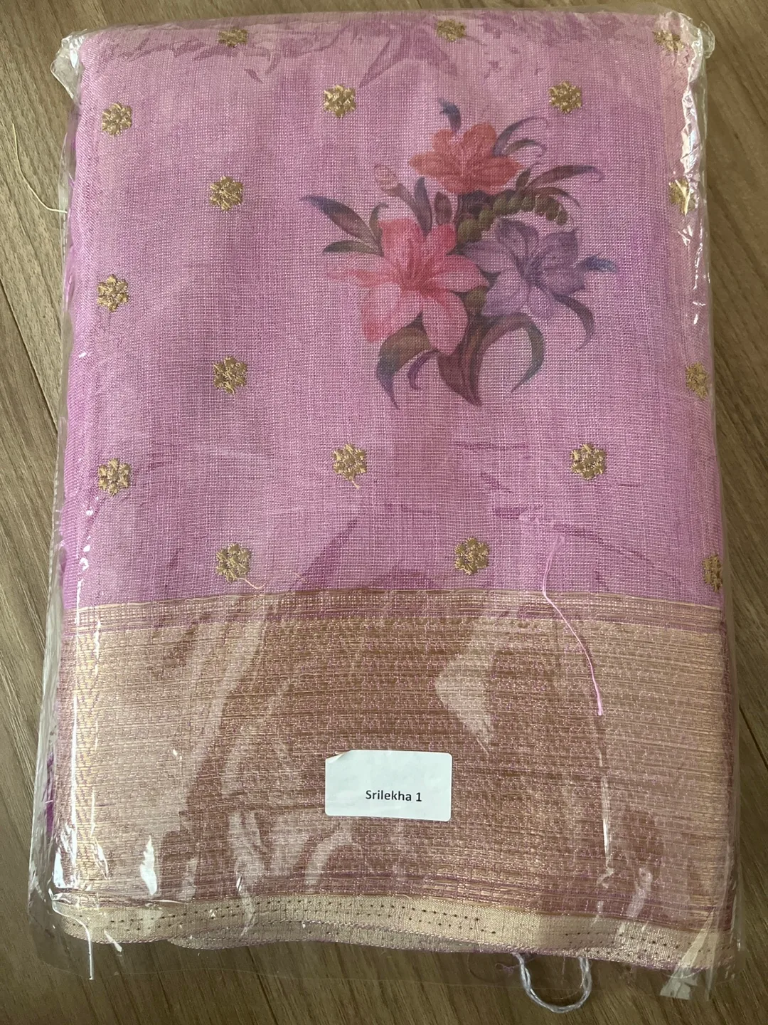 Lilac floral embroidered Tussar saree image indicator(2)