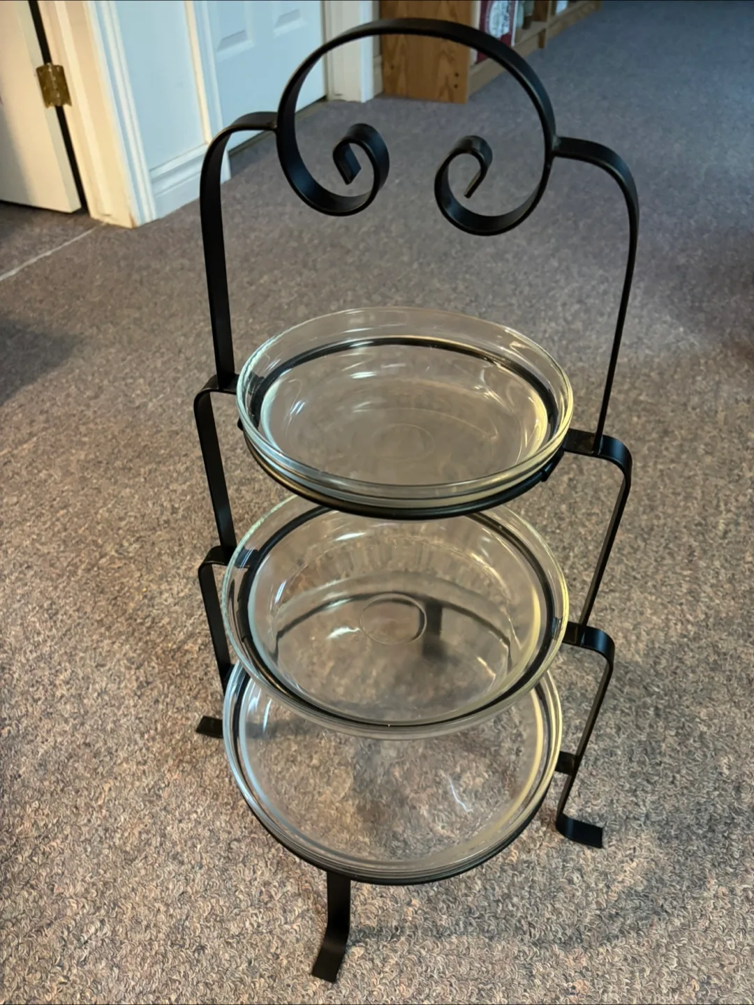 Three-Tiered Glass and Metal Serving Stand thumbnail