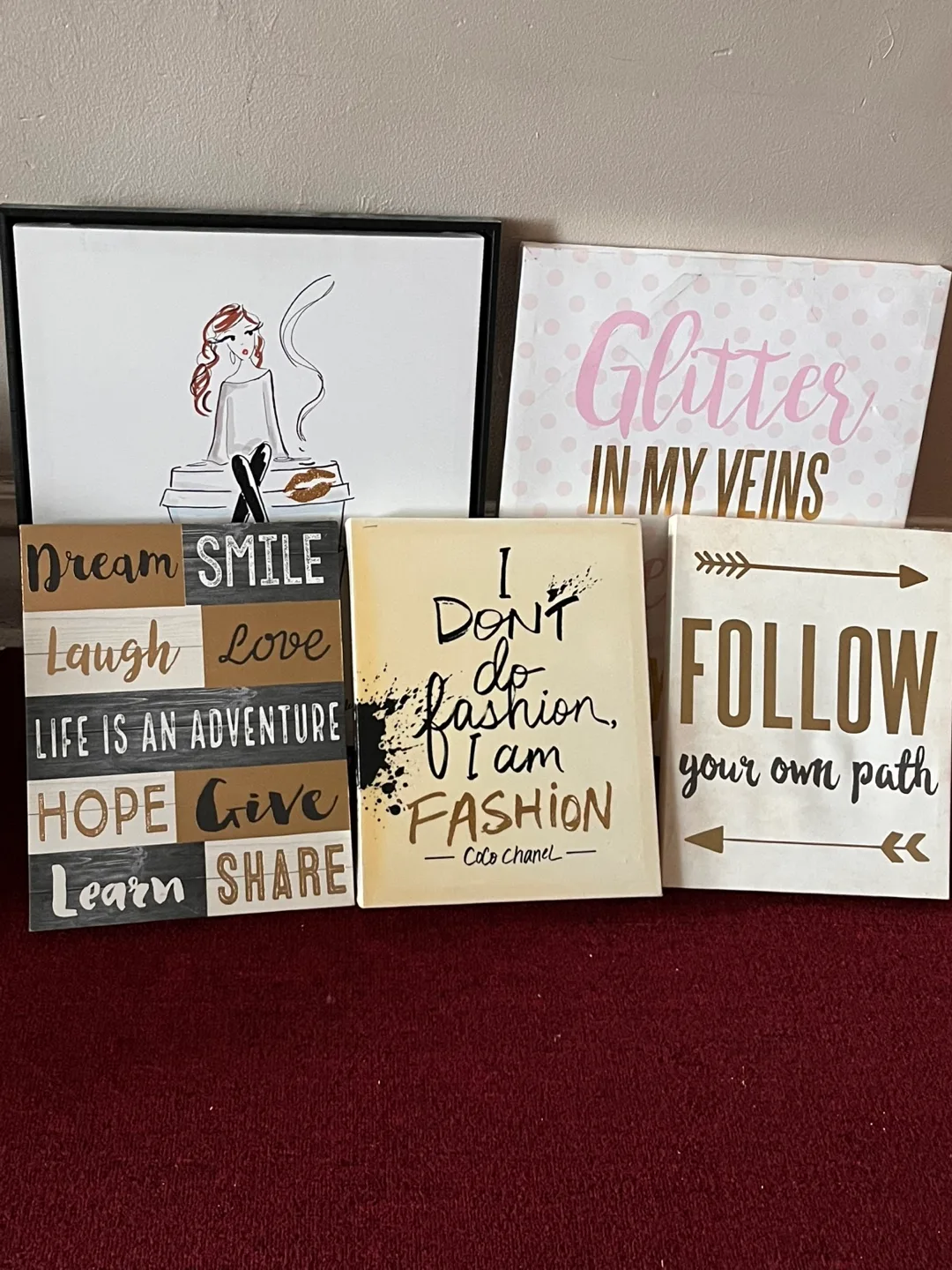 Set of 5 Inspirational Wall Decor Canvases thumbnail