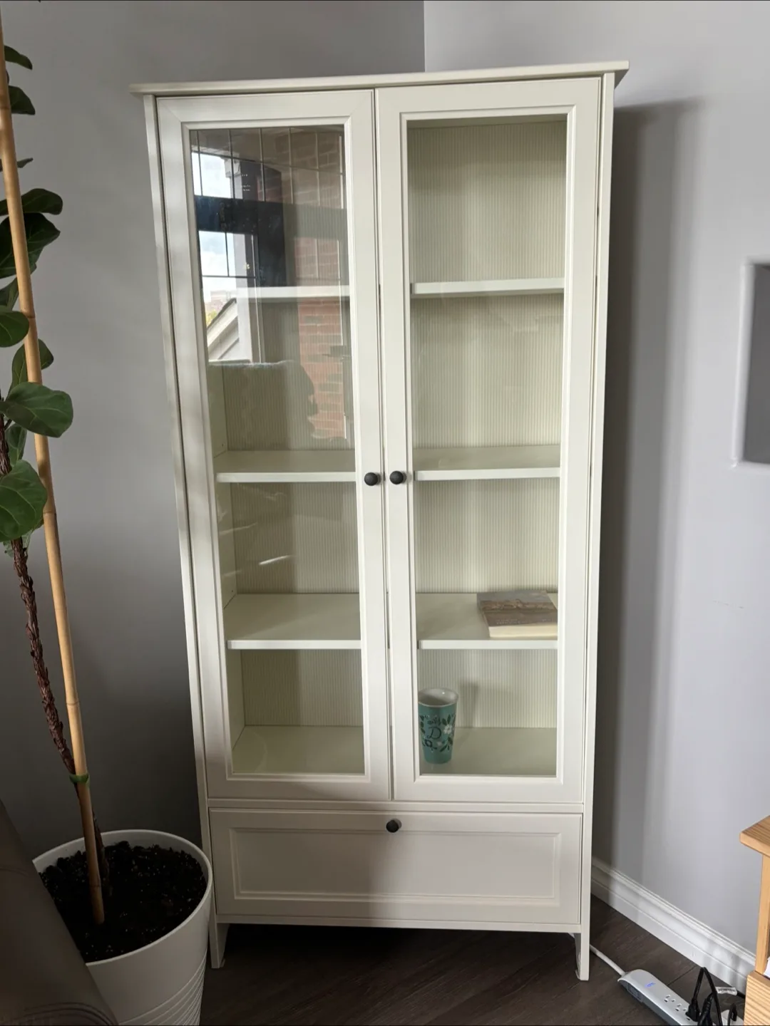 White Glass Door Cabinet/Bookshelf thumbnail