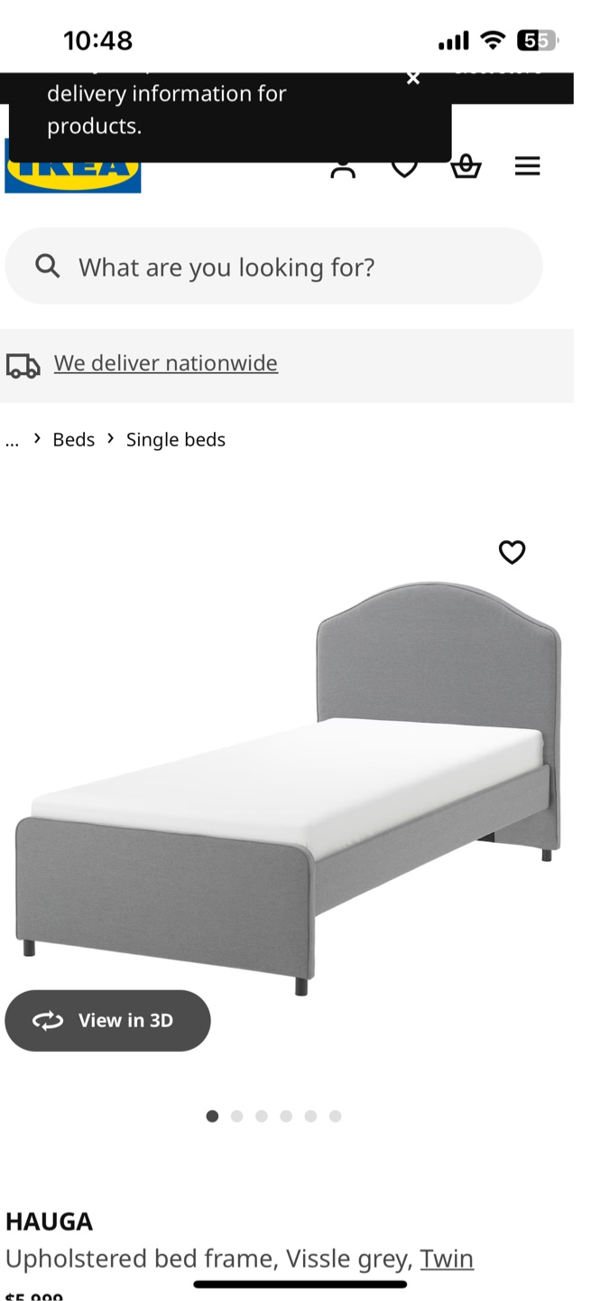 IKEA GLADSTAD Upholstered Twin Bed Frame