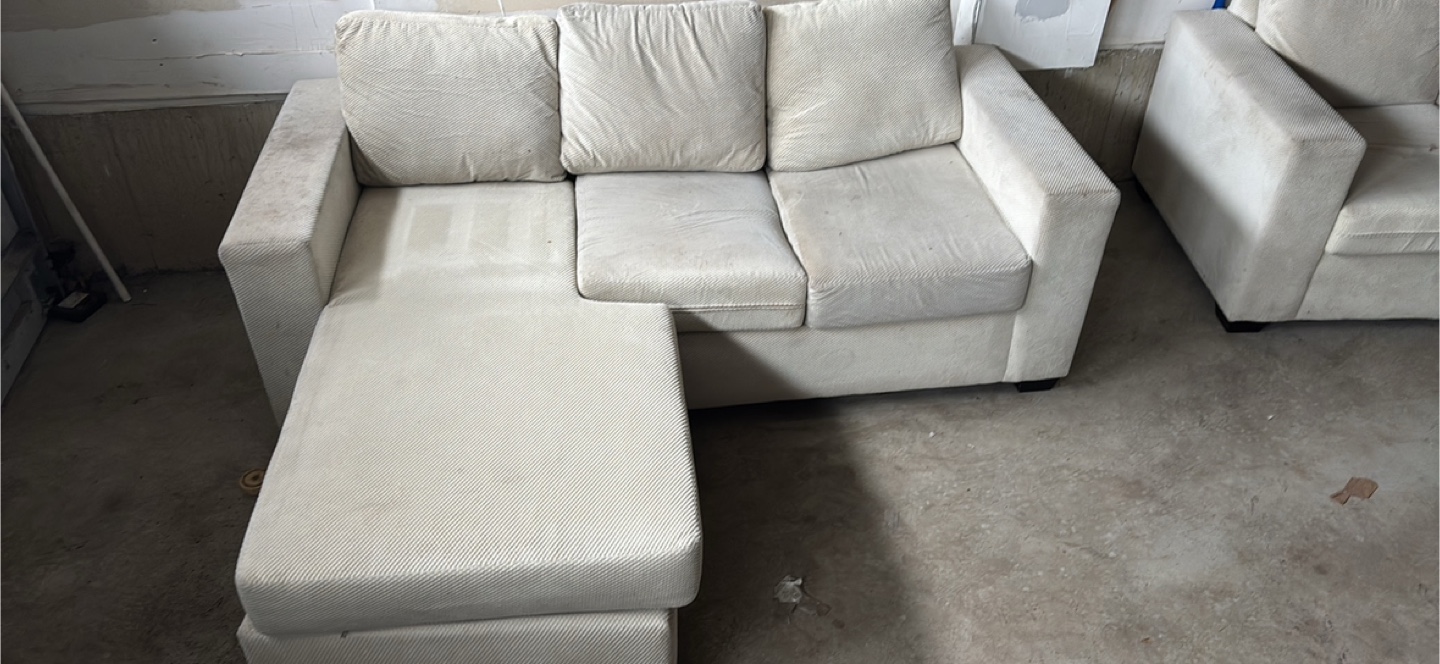 Off-White Sectional Sofa and Loveseat Set