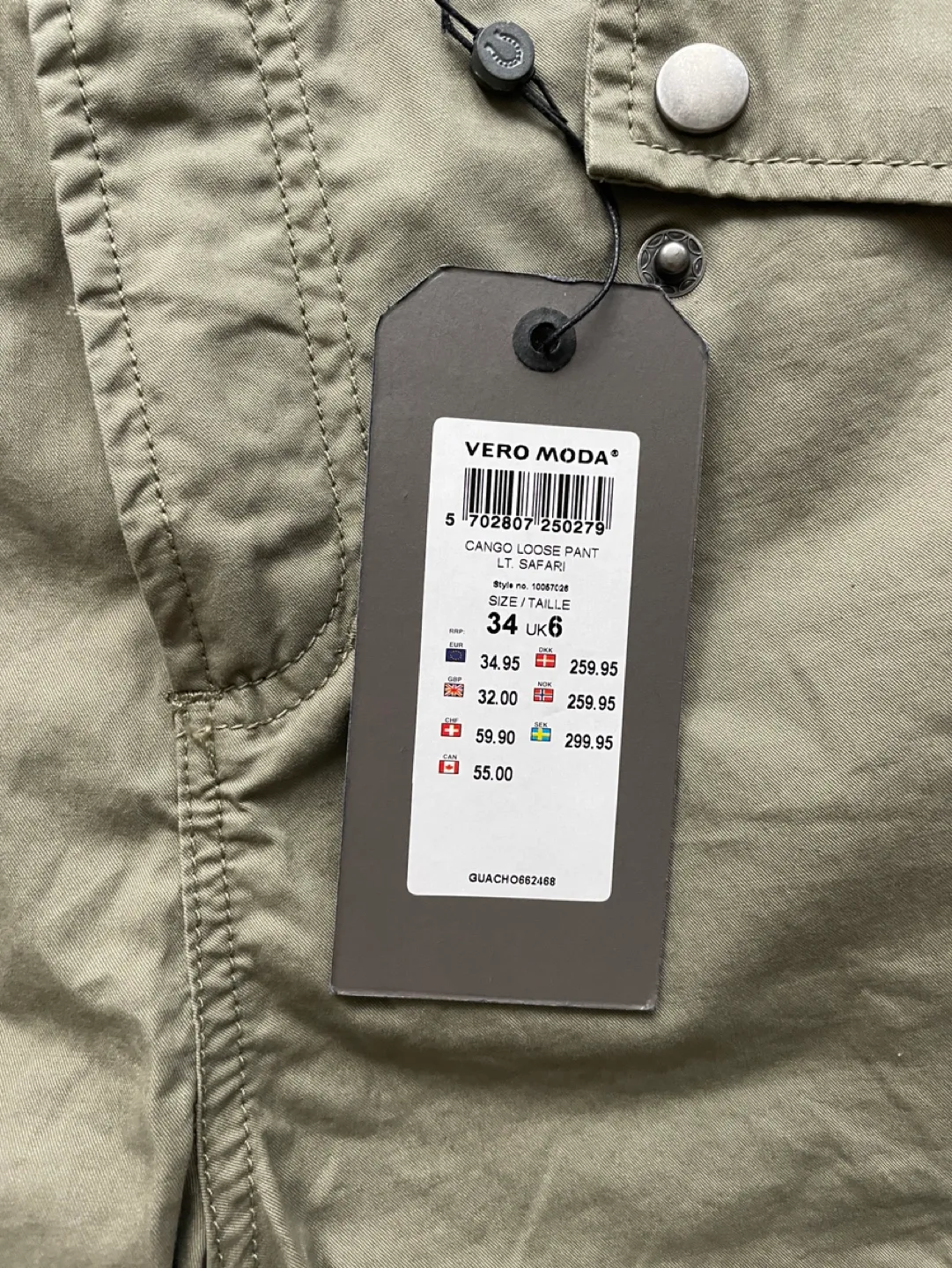 NEW VERO MODA Cargo Pant - Size UK 6 image indicator(3)