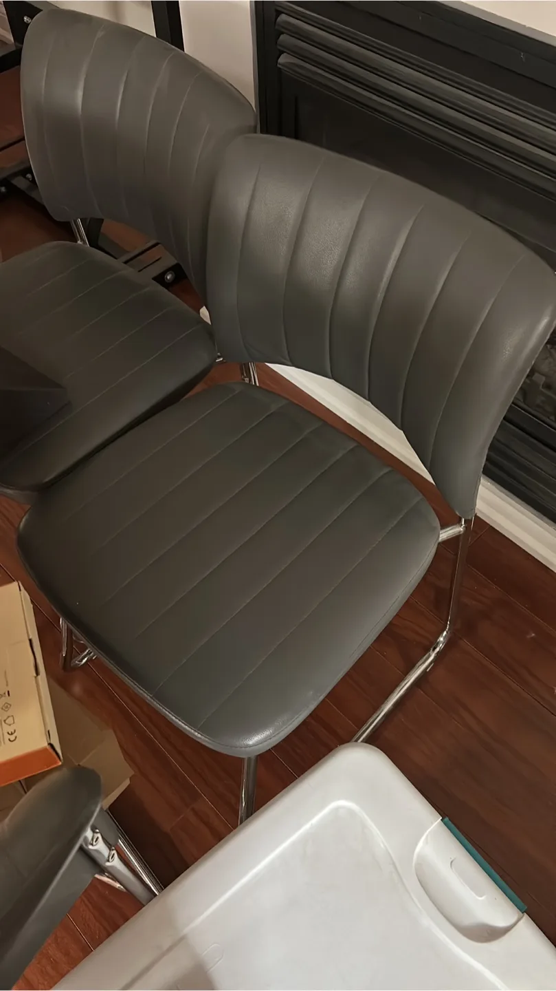 Six Grey Structube Dining Chairs with Chrome Legs image indicator(2)