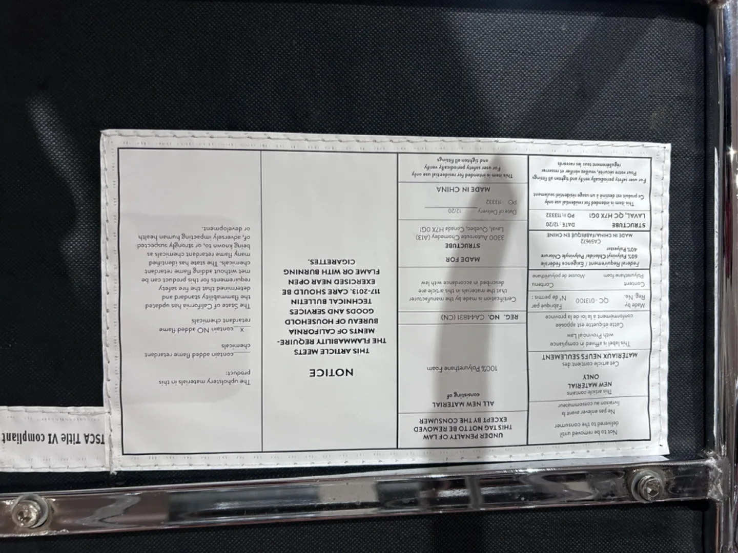 Six Grey Structube Dining Chairs with Chrome Legs image indicator(3)