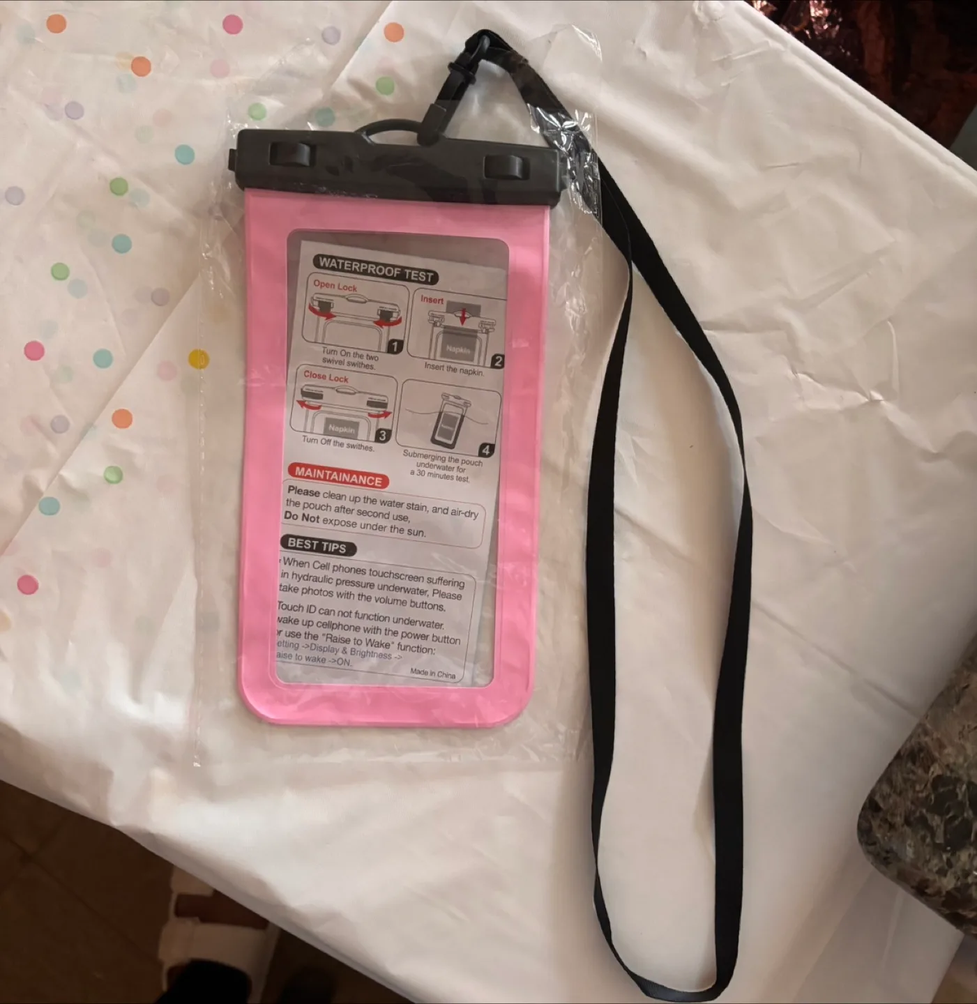 Pink Waterproof Phone Case with Neck Strap image indicator(2)