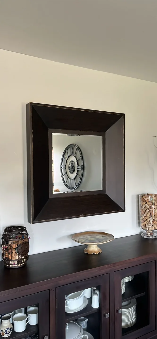 Dark Brown Square Framed Wall Mirror x2 thumbnail