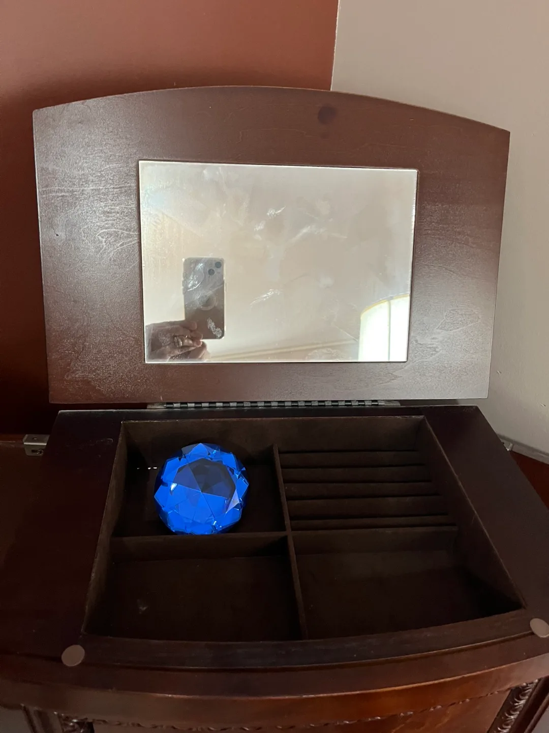 Wooden Jewelry Armoire with Mirror and Drawers thumbnail