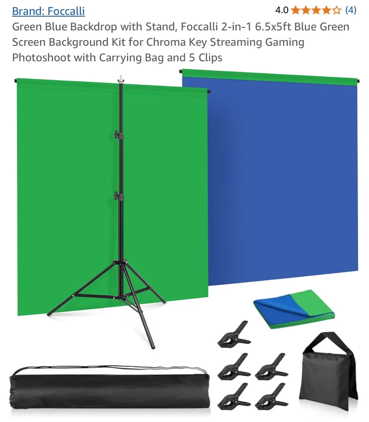 Focali 2-in-1 6.5x5ft Green & Blue Photography Backdrop Kit thumbnail