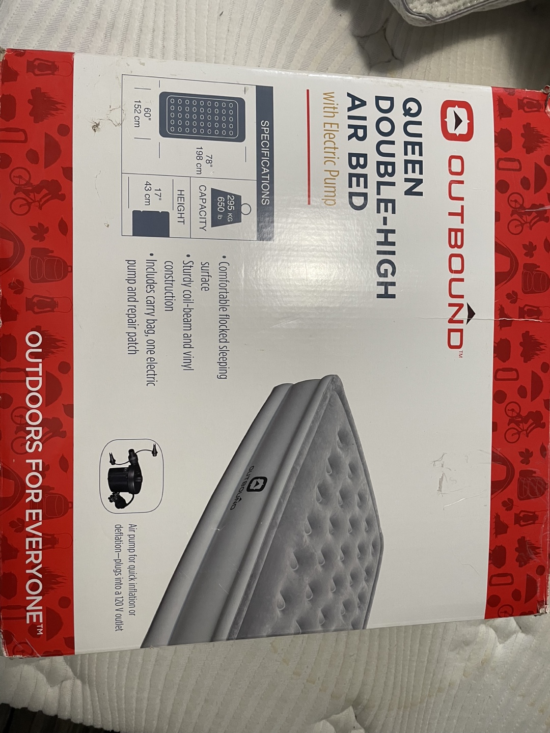 Outbound Queen Double-High Air Bed with Electric Pump