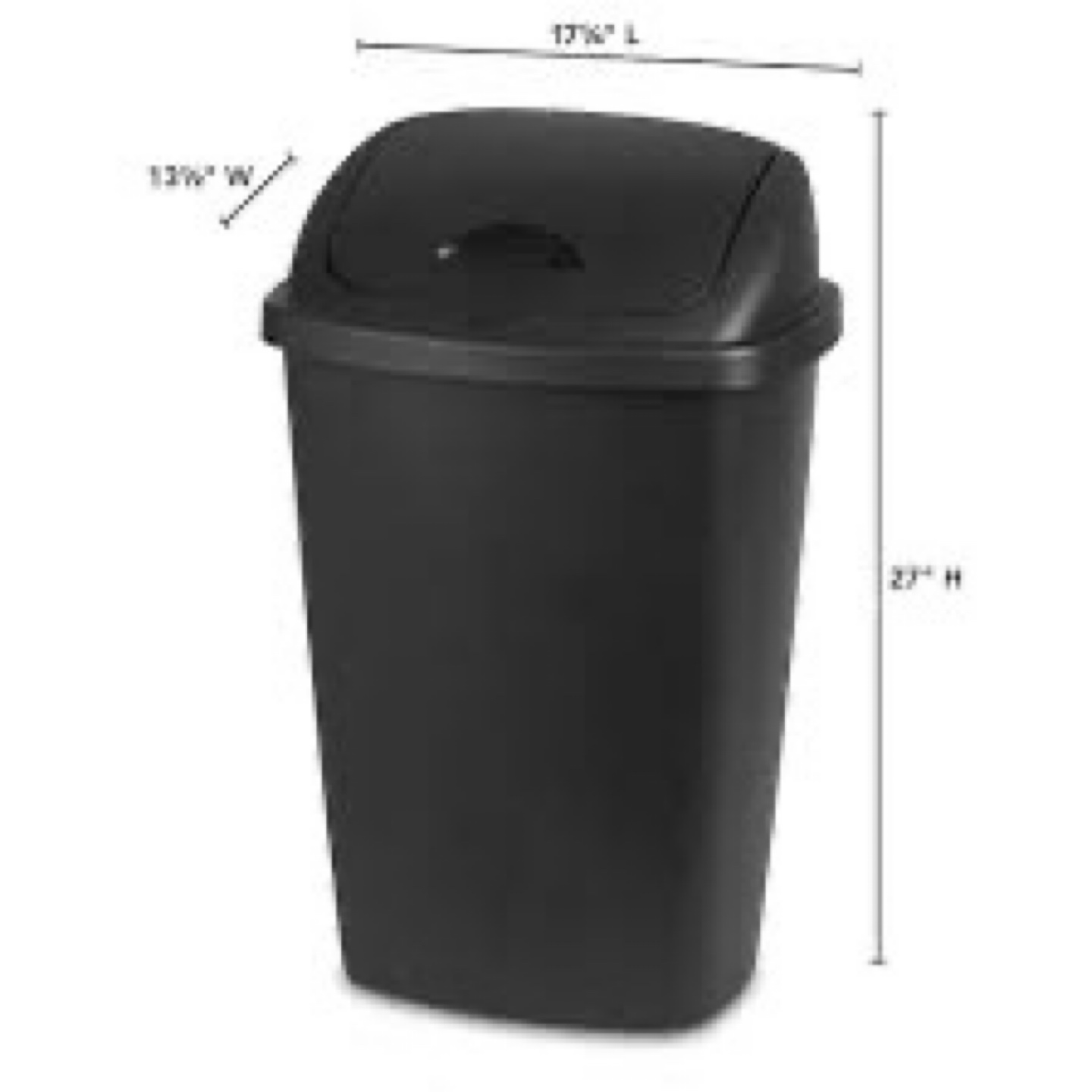 Black Plastic Step Trash Can with Lid