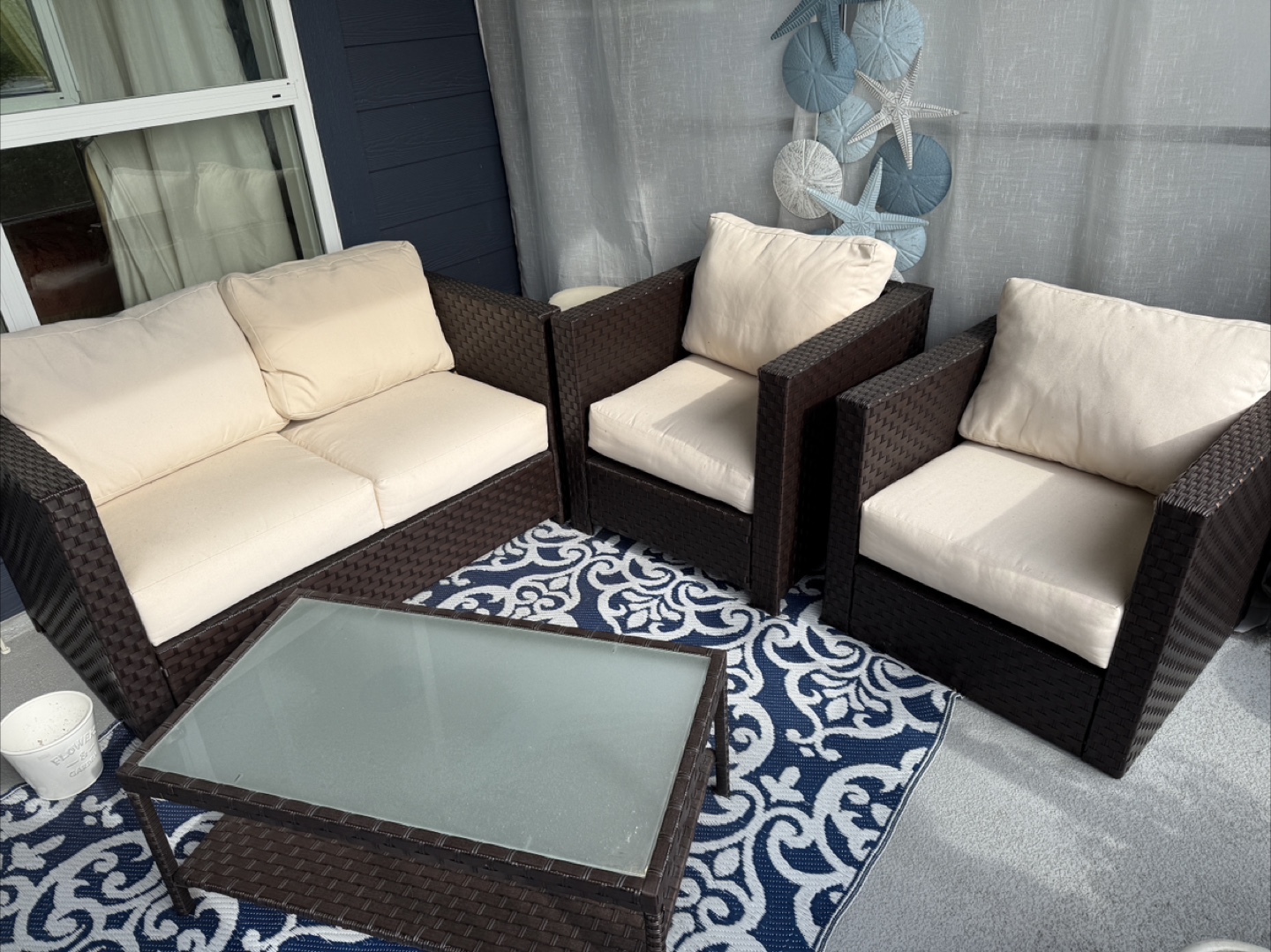 4-Piece Patio Conversation Set with Coffee Table