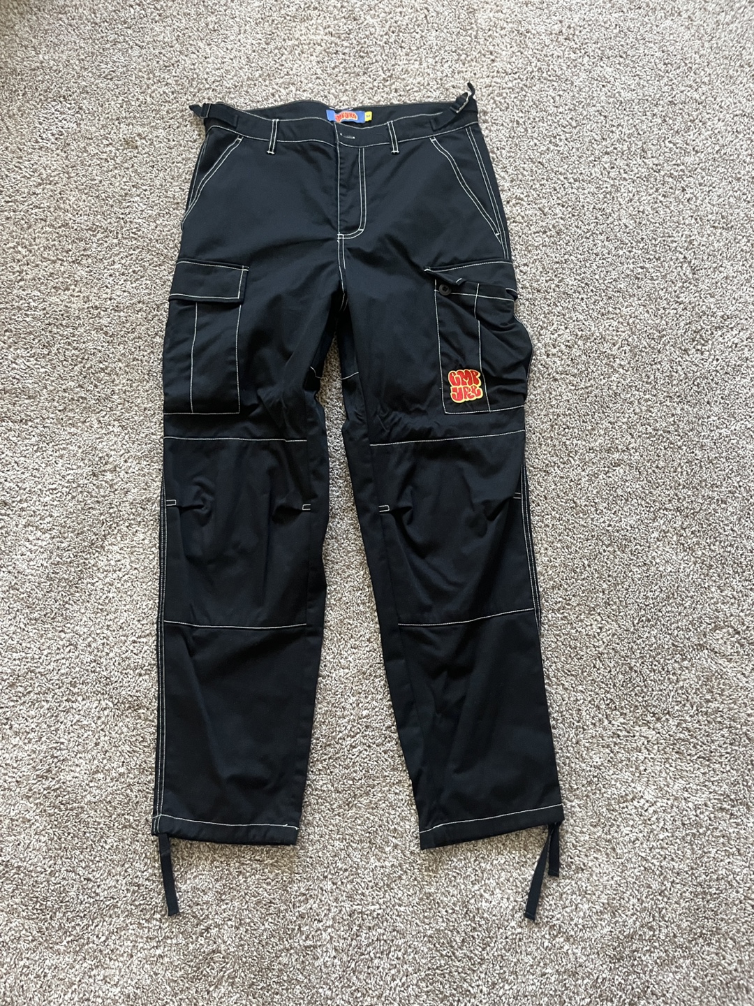 Empyre Black Cargo Pants white stitching Size 30