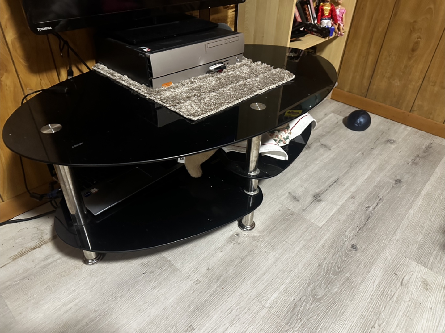 Black Glass Two-Tier TV Stand