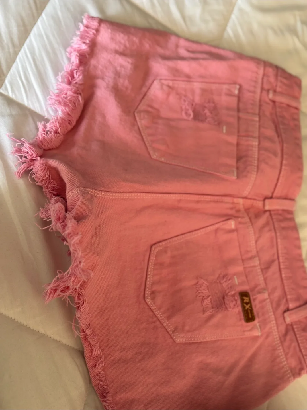 Riqon Distressed Denim Shorts - Pink and Blue image indicator(2)