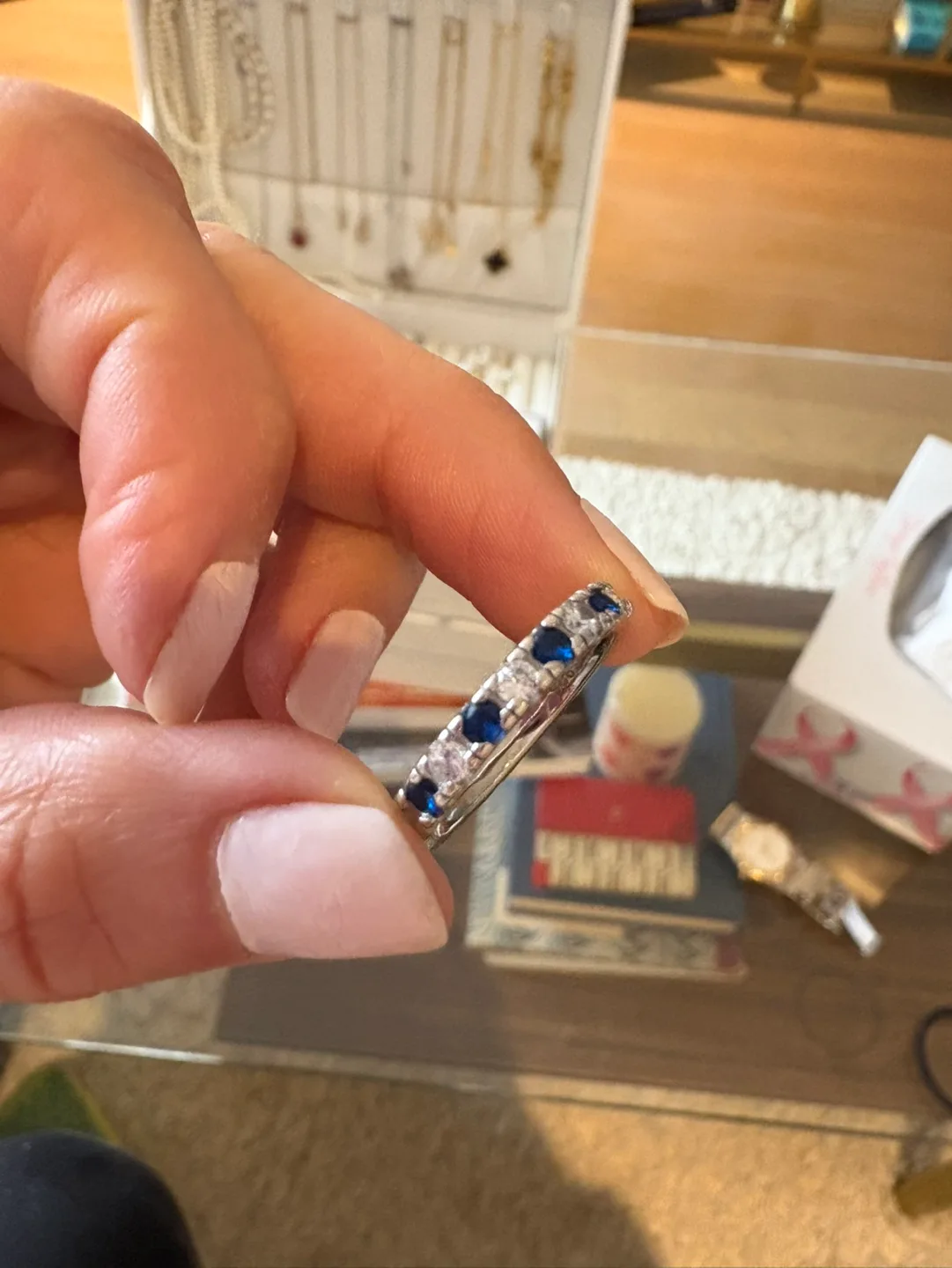 Sapphire Crystals and Cubic Zirconia Eternity Band image indicator(3)