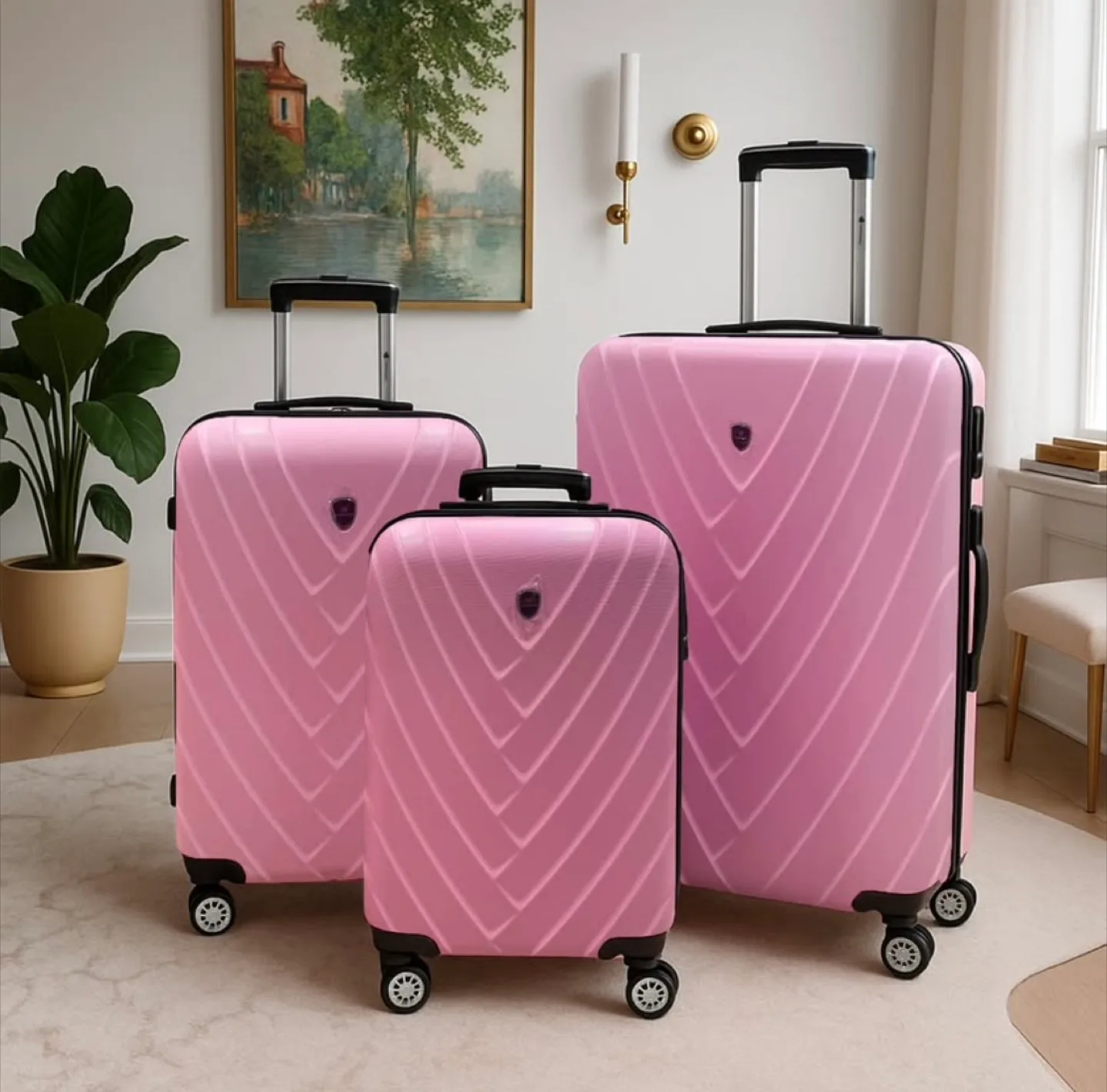 Bright Pink 3-Piece Luggage Set (20”x24”x28”)