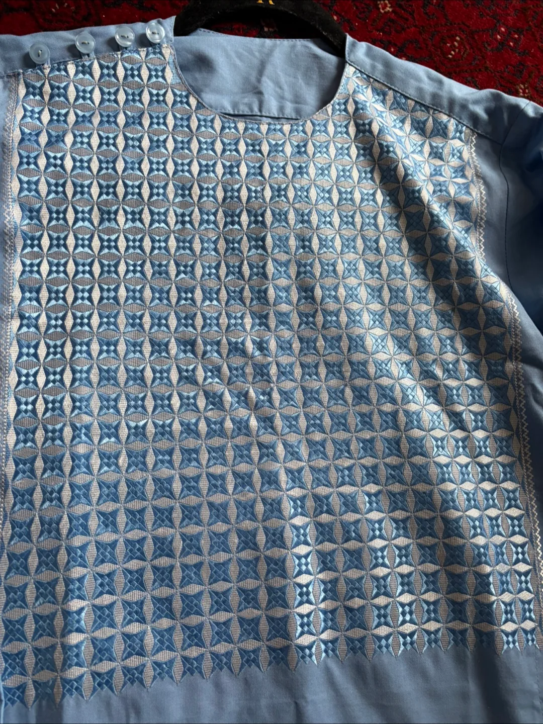 Men's Light Blue Afghani suit. Kurta with pants thumbnail